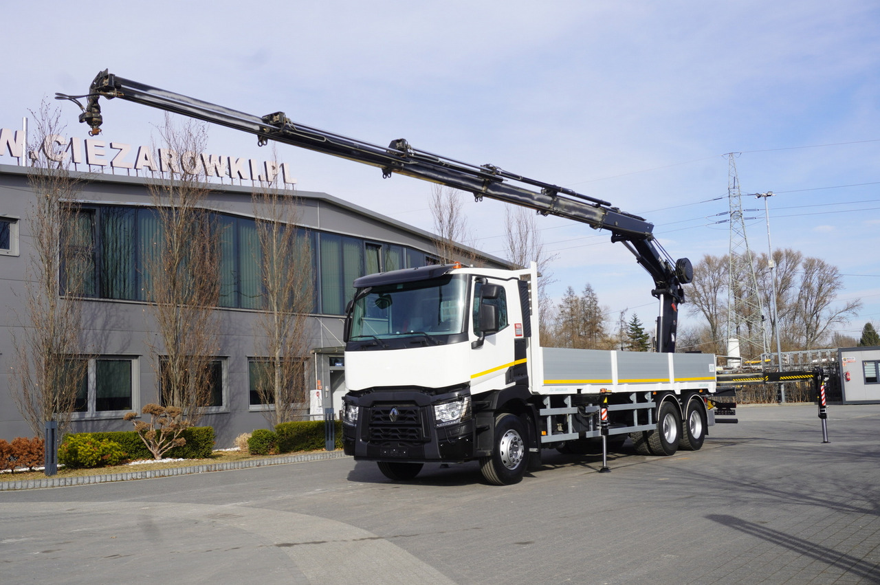 RENAULT C430 / HIAB 244 EP-5 HIDUO crane 8400 kg 15 m / Platform with stanchions - Camión grúa: foto 1 RENAULT C430 / HIAB 244 EP-5 HIDUO crane 8400 kg 15 m / Platform with stanchions - Camión grúa: foto 1