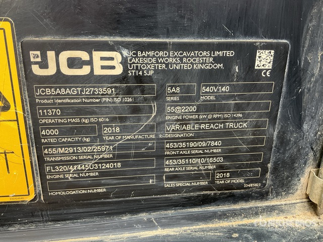 2018 JCB 540-140 Telehandler - Manipulador telescópico: foto 3 2018 JCB 540-140 Telehandler - Manipulador telescópico: foto 3