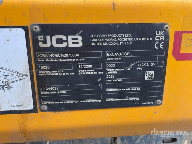 2022 JCB 140XLCSV Tracked Excavator - Excavadora de cadenas: foto 2 2022 JCB 140XLCSV Tracked Excavator - Excavadora de cadenas: foto 2