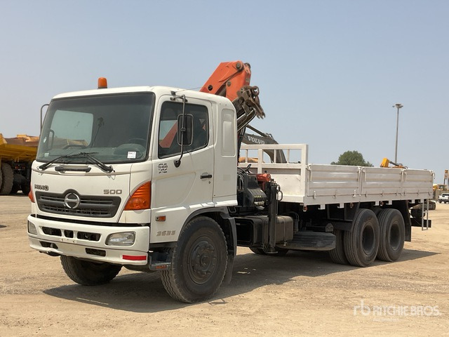 2007 Hino 500 Palfinger PK1000 4.5 ton Knuckl ... Flatbed Truck with Crane - Camión caja abierta, Camión grúa: foto 2 2007 Hino 500 Palfinger PK1000 4.5 ton Knuckl ... Flatbed Truck with Crane - Camión caja abierta, Camión grúa: foto 2