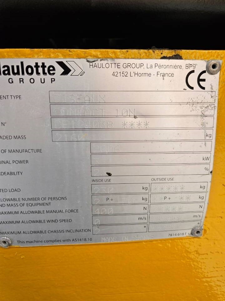 Haulotte Compact 10 N - Plataforma de tijeras: foto 5 Haulotte Compact 10 N - Plataforma de tijeras: foto 5