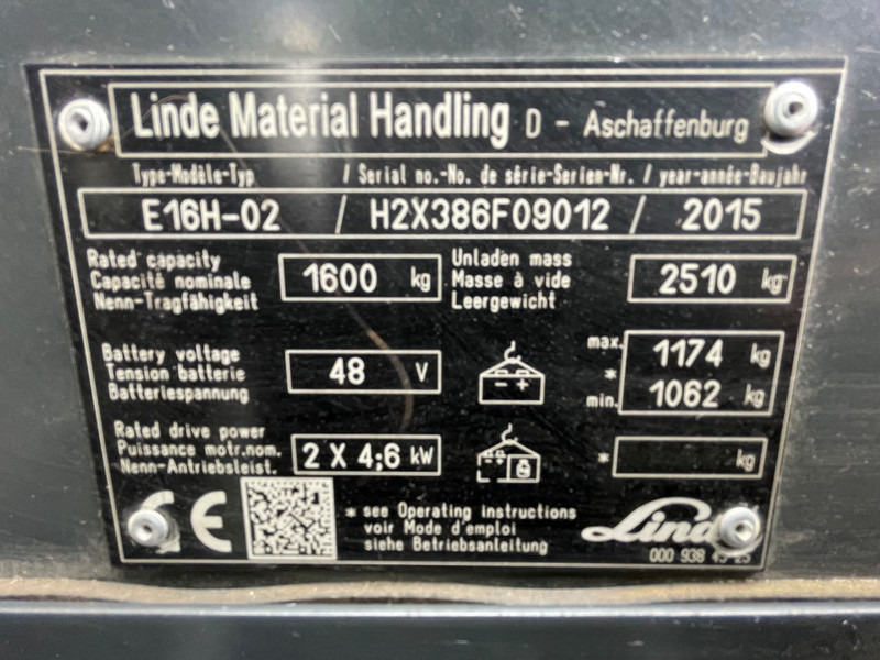 Linde E 16 H-02 - Carretilla elevadora eléctrica: foto 3 Linde E 16 H-02 - Carretilla elevadora eléctrica: foto 3