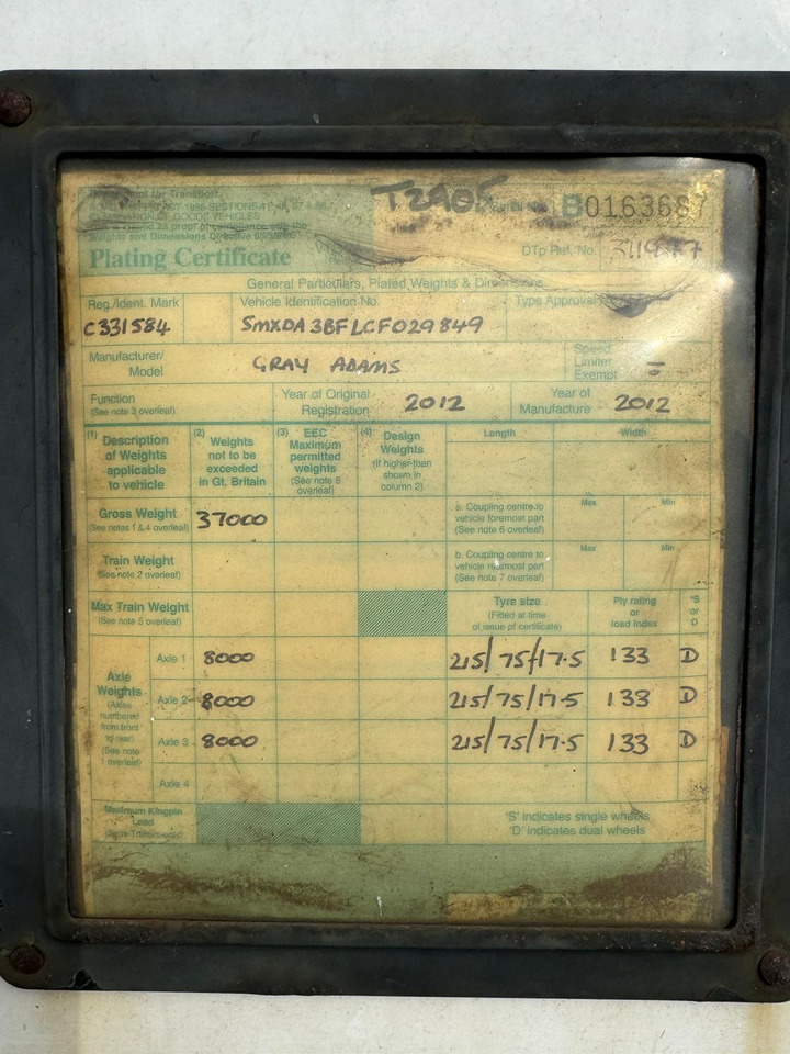 Gray and Adams 2012 Vector 1950MT – PR2905 - Semirremolque frigorífico: foto 5 Gray and Adams 2012 Vector 1950MT – PR2905 - Semirremolque frigorífico: foto 5