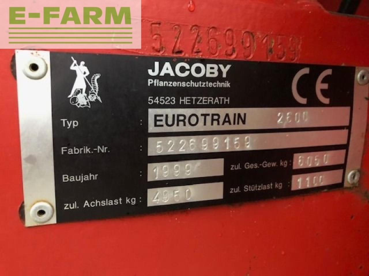 Jacoby eurotrain 2600 - Pulverizador arrastrado: foto 2 Jacoby eurotrain 2600 - Pulverizador arrastrado: foto 2