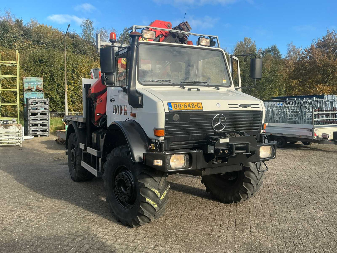 2002 MERCEDES-BENZ UNIMOG U2150L WITH PALFINGER PK 9501 CRANE AND AERIAL PLATFORM - Camión: foto 3 2002 MERCEDES-BENZ UNIMOG U2150L WITH PALFINGER PK 9501 CRANE AND AERIAL PLATFORM - Camión: foto 3