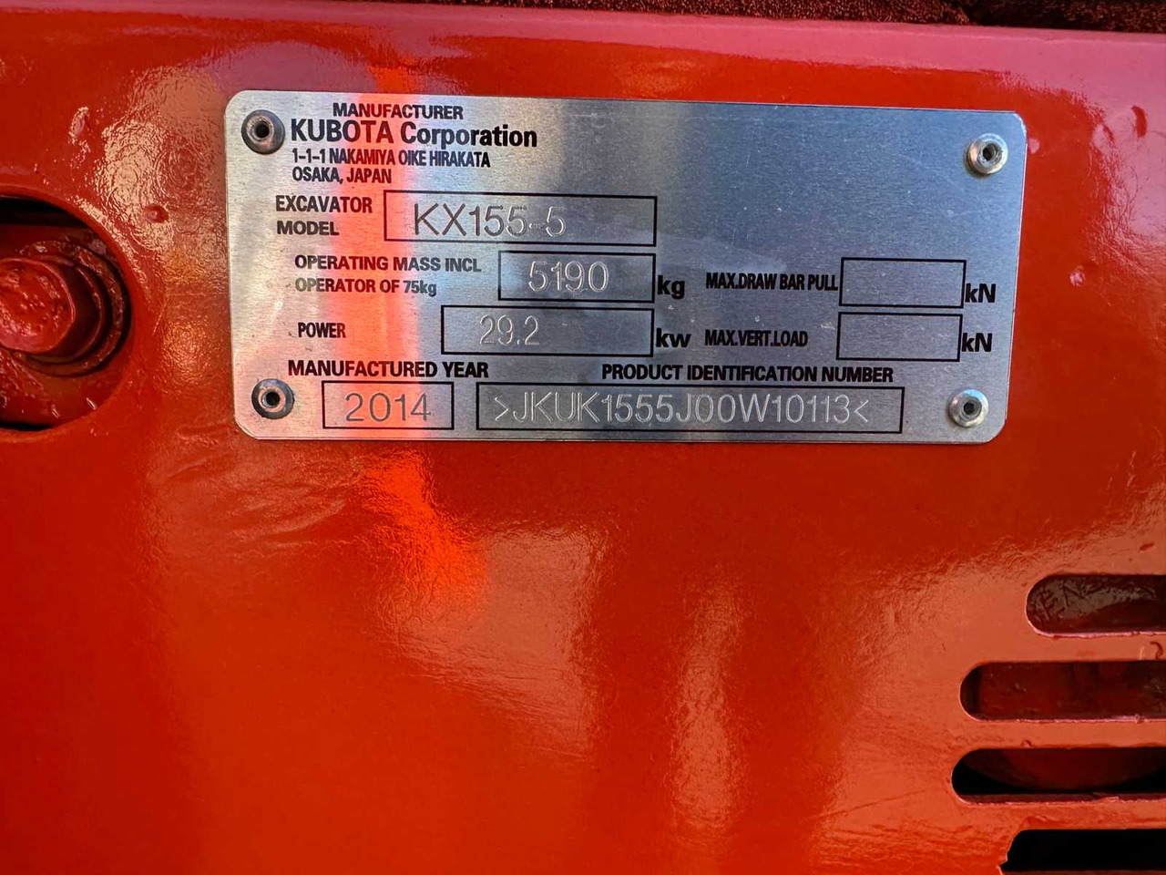 Excavadora KUBOTA - 2014 - KX155-5 - MIDI EXCAVATOR: foto 41 Excavadora KUBOTA - 2014 - KX155-5 - MIDI EXCAVATOR: foto 41