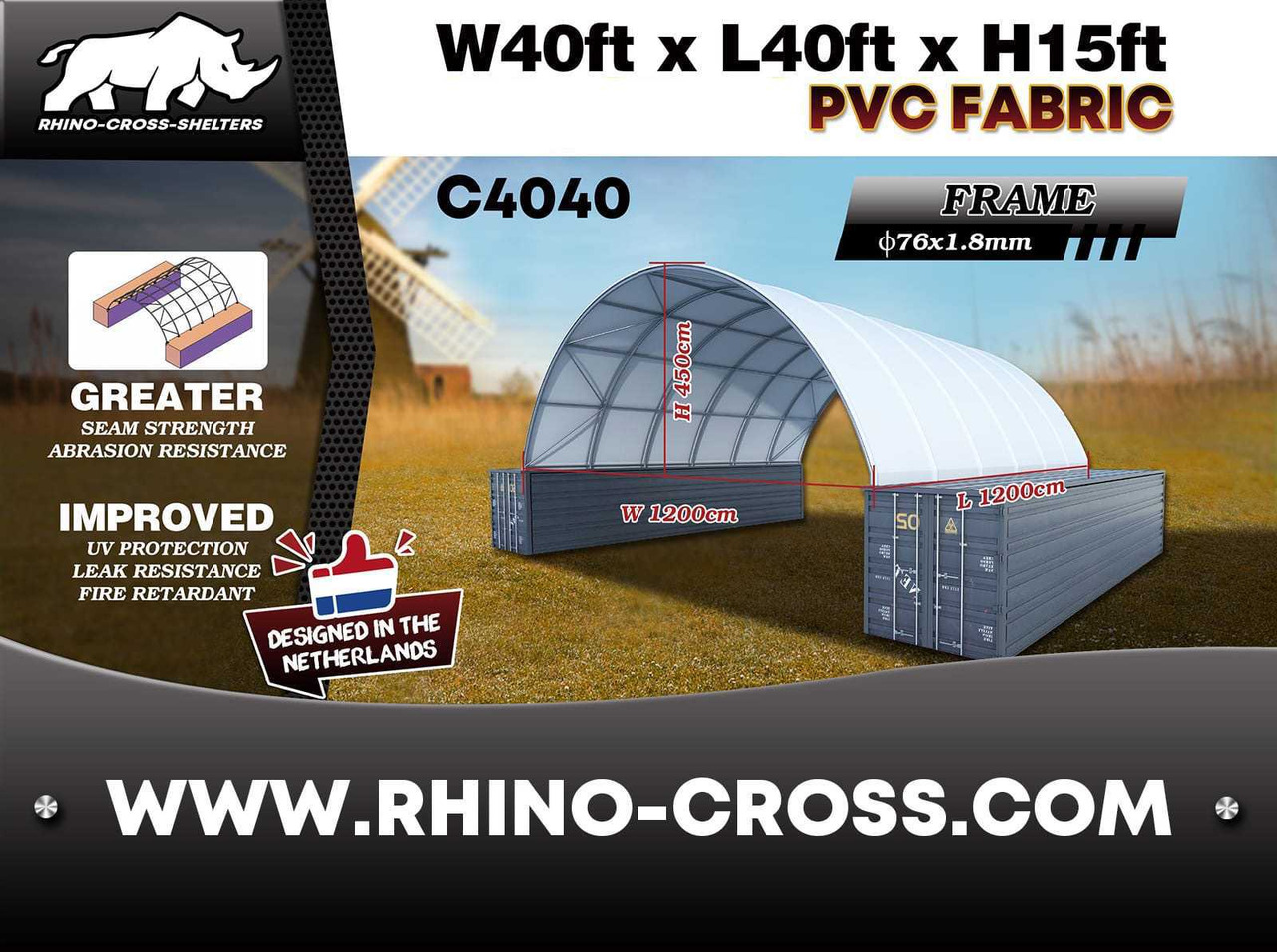 Rhino-Cross-Shelter C4040 - 12x12x4,5 m - Tanque de almacenamiento: foto 1 Rhino-Cross-Shelter C4040 - 12x12x4,5 m - Tanque de almacenamiento: foto 1