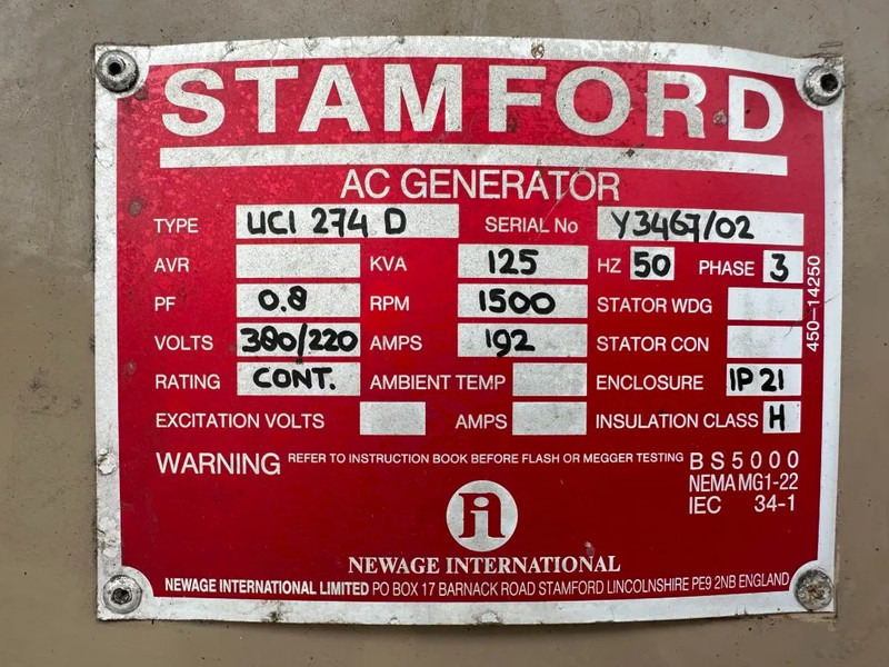 Generador industriale DAF DHT 825 Stamford 125 kVA Silent Noodstroom generatorset: foto 9