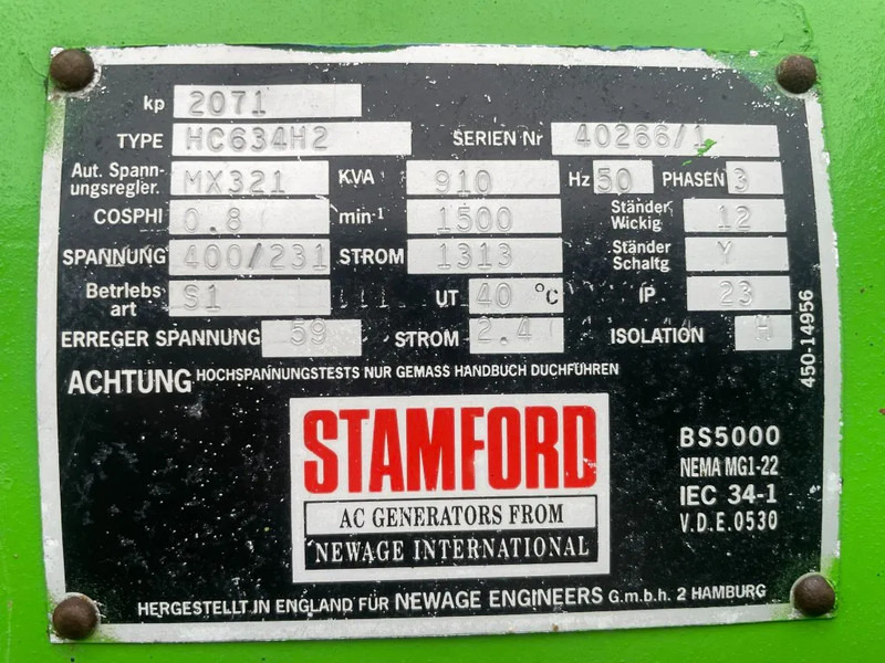 Jenbacher JW312 GSB Stamford 910 kVA gas generatorset - Generador industriale: foto 5 Jenbacher JW312 GSB Stamford 910 kVA gas generatorset - Generador industriale: foto 5