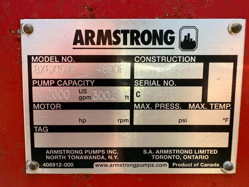 John Deere 6068 HF 120 Armstrong 452 m3 / h Diesel Waterpomp brandschade - Bomba de agua: foto 4 John Deere 6068 HF 120 Armstrong 452 m3 / h Diesel Waterpomp brandschade - Bomba de agua: foto 4