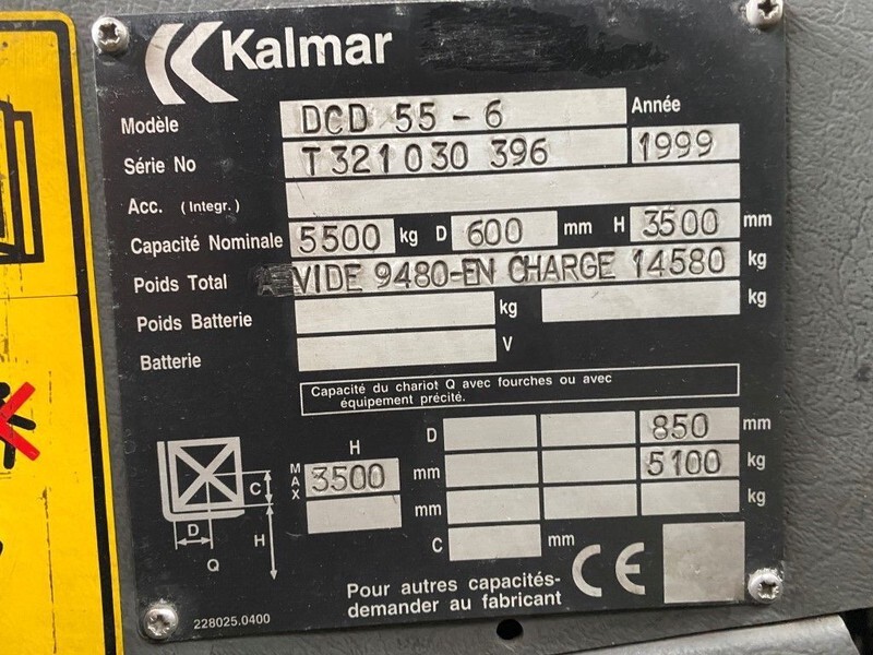Carretilla elevadora diésel Kalmar DCD 55-6 6 ton Perkins Diesel Sideshift Positioner Freelift Heftruck: foto 5