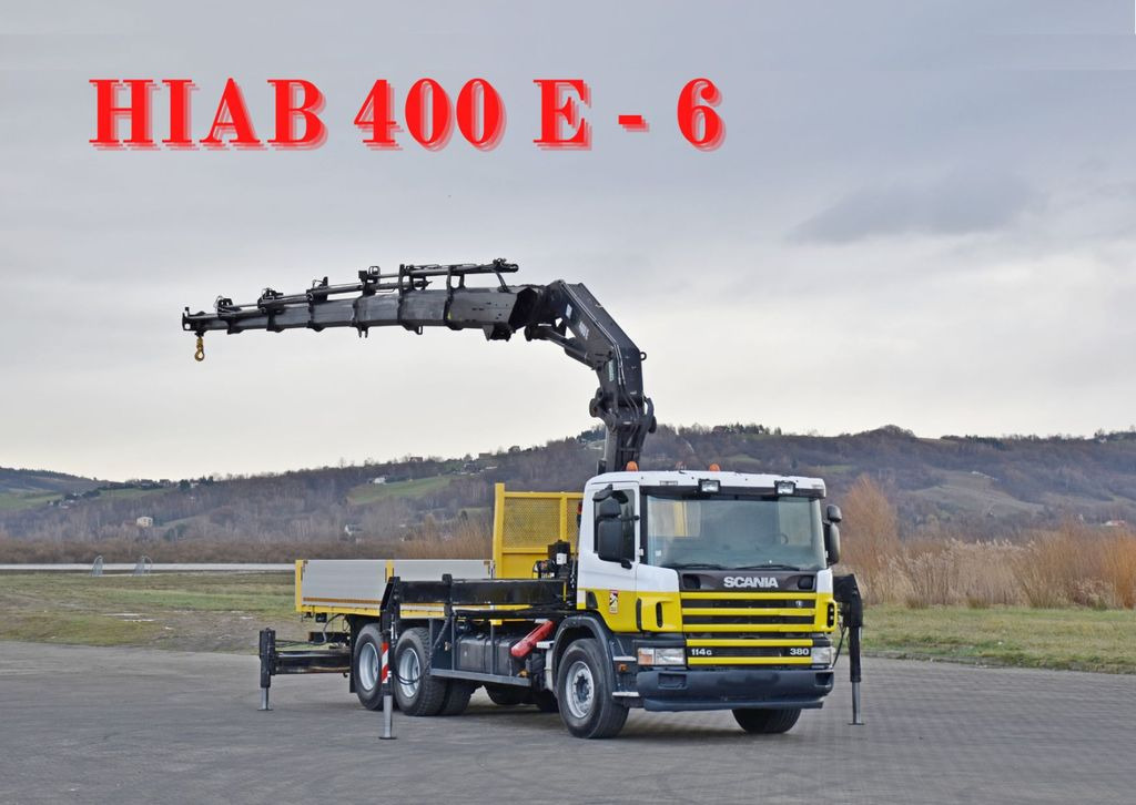 Scania 114 G 380 * PRITSCHE 6,10m * KRAN * 6x4 * TOP - Camión grúa, Camión caja abierta: foto 1 Scania 114 G 380 * PRITSCHE 6,10m * KRAN * 6x4 * TOP - Camión grúa, Camión caja abierta: foto 1