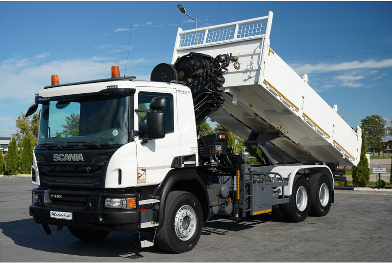 Scania P 410 / 6x4 / WYWROTKA - 6 M + HDS HIAB XS 211 / STEROWANIE RADI - Camión volquete, Camión grúa: foto 1 Scania P 410 / 6x4 / WYWROTKA - 6 M + HDS HIAB XS 211 / STEROWANIE RADI - Camión volquete, Camión grúa: foto 1