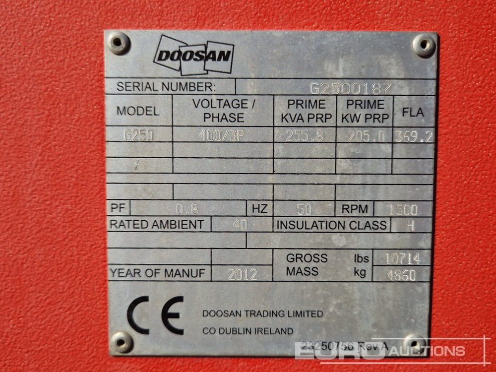 Generador industriale 2012 Doosan G250: foto 16