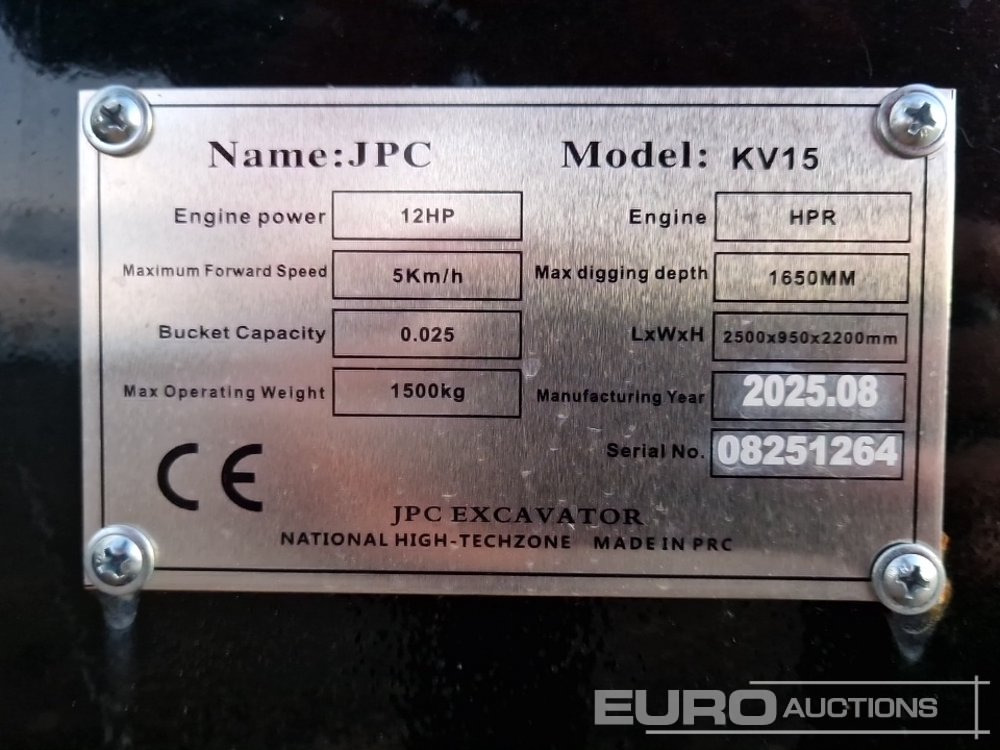 Miniexcavadora Unused JPC KV15: foto 24 Miniexcavadora Unused JPC KV15: foto 24
