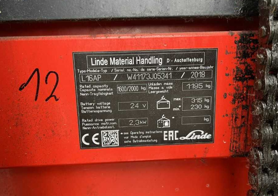 Linde L16AP - Apilador: foto 4 Linde L16AP - Apilador: foto 4