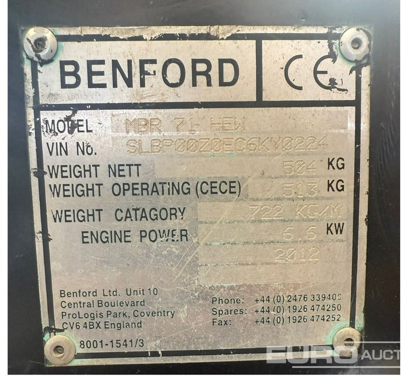 2012 Benford MBR71 - Construcción de carreteras: foto 5 2012 Benford MBR71 - Construcción de carreteras: foto 5