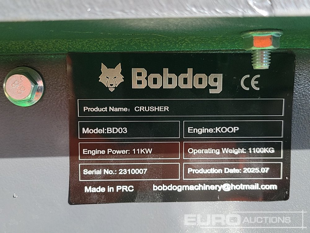 Unused 2025 Bobdog BD03 - Machacadora: foto 1 Unused 2025 Bobdog BD03 - Machacadora: foto 1