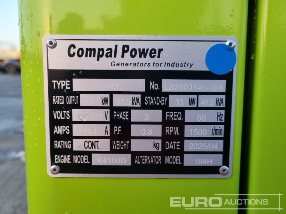 Generador industriale Unused 2025 Compal Power VG-R30: foto 19 Generador industriale Unused 2025 Compal Power VG-R30: foto 19