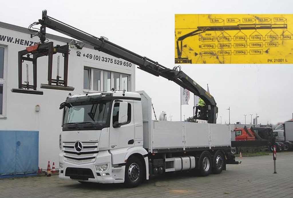 Camión caja abierta, Camión grúa Mercedes-Benz Antos 2543 L/6x2 Pritsche Heckkran: foto 1